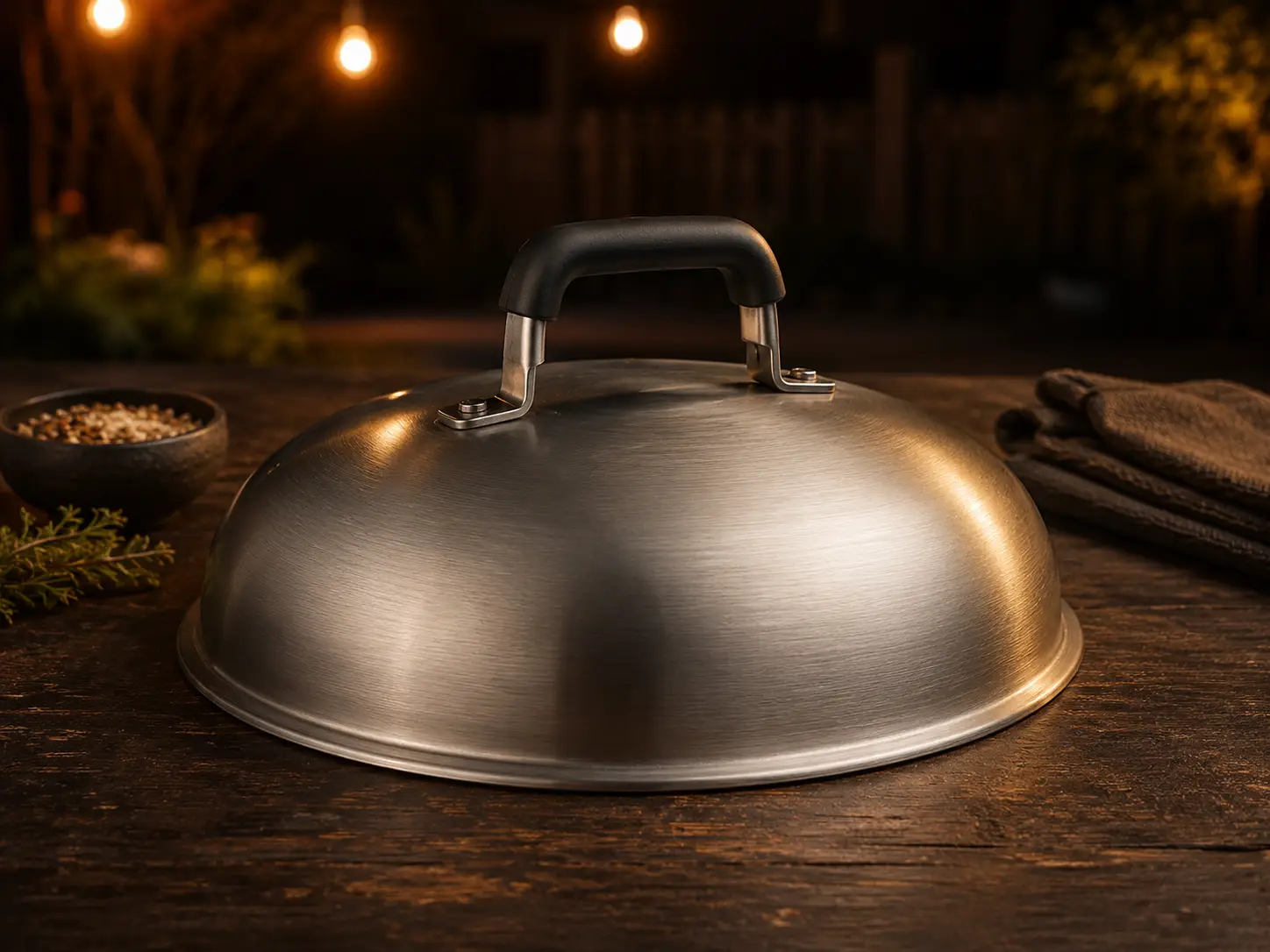 Basting cover for melting cheese on a griddle