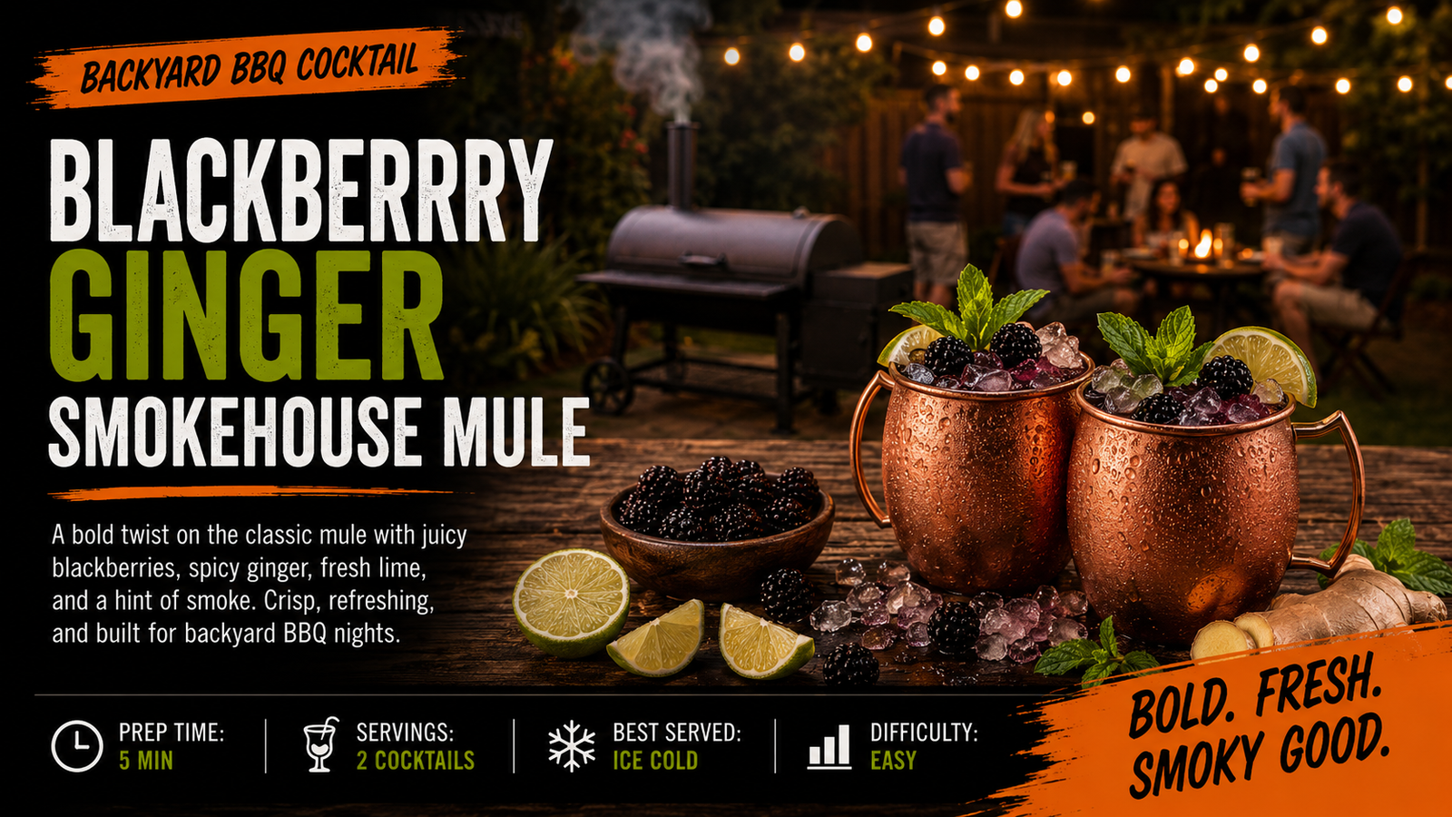 Easy Blackberry Ginger Smokehouse Mule