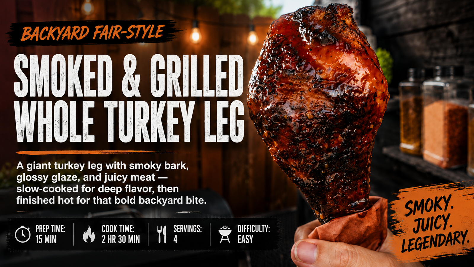 Smoked & Grilled Whole Turkey Legs