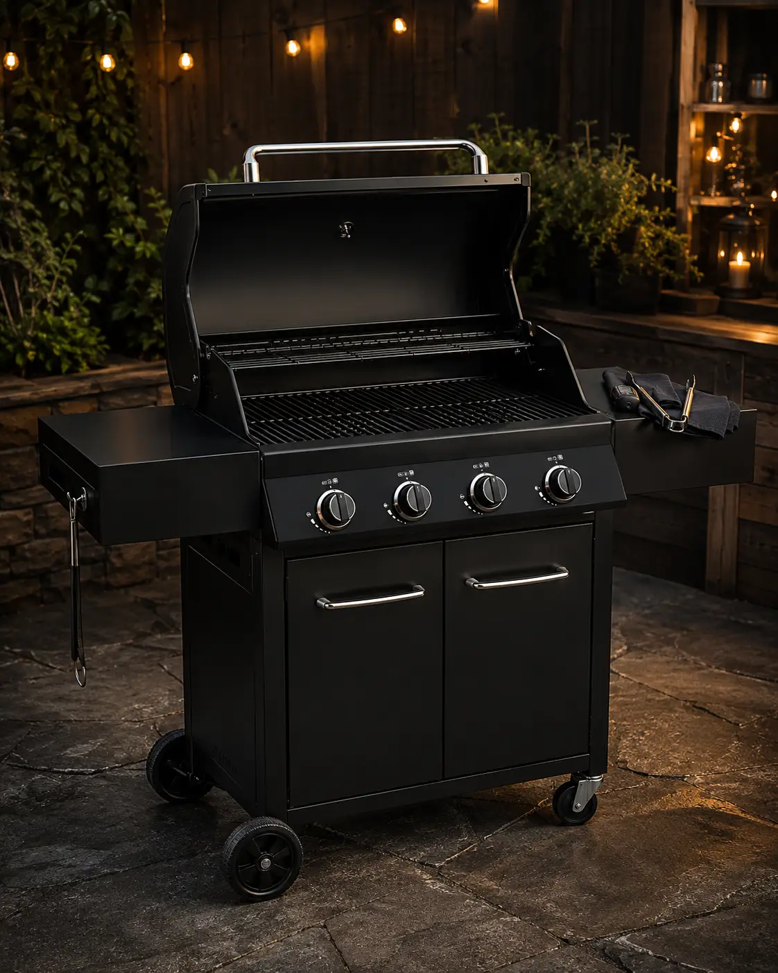 Gas grill for backyard cooking