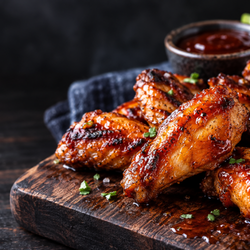 Chicken wings with honey BBQ butter