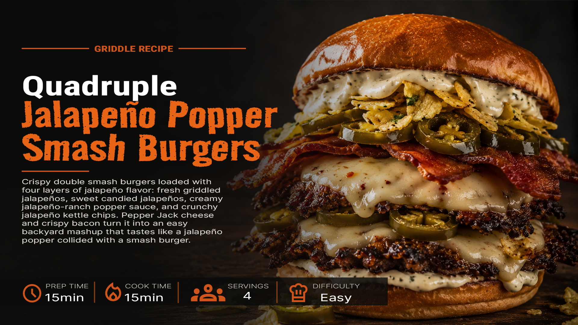 Jalapeño popper smash burgers