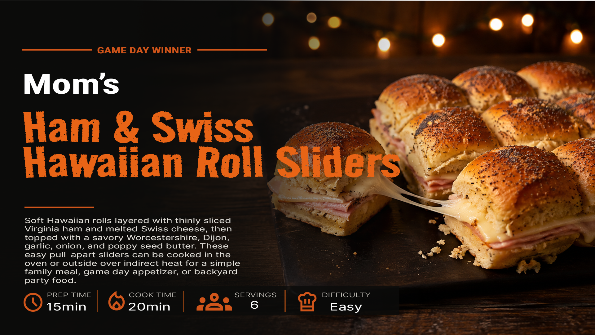 Ham and Swiss Hawaiian roll sliders